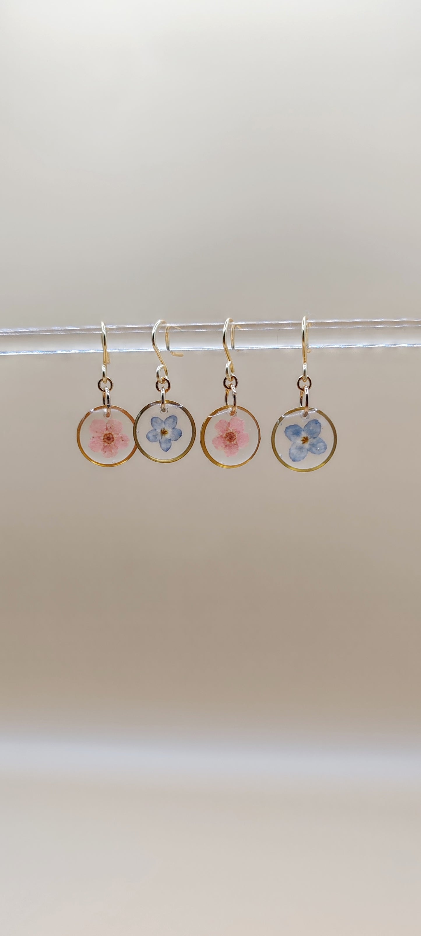 Aretes Flor No Me Olvides Azul – Chapa de Oro