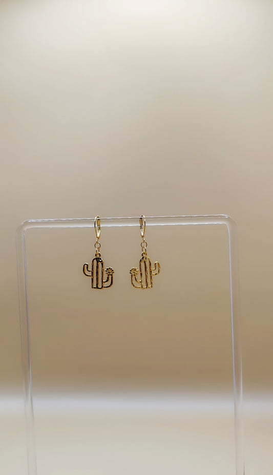 Aretes Cactus Delicados – Chapa de Oro 14K