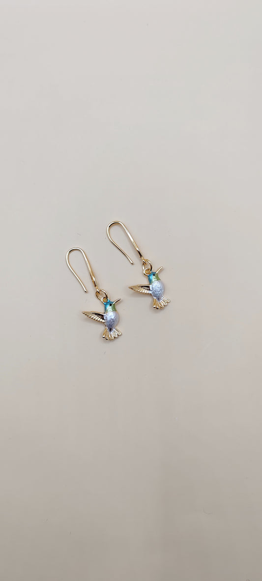 Aretes Colibrí Artesanales – Chapa de Oro 14k