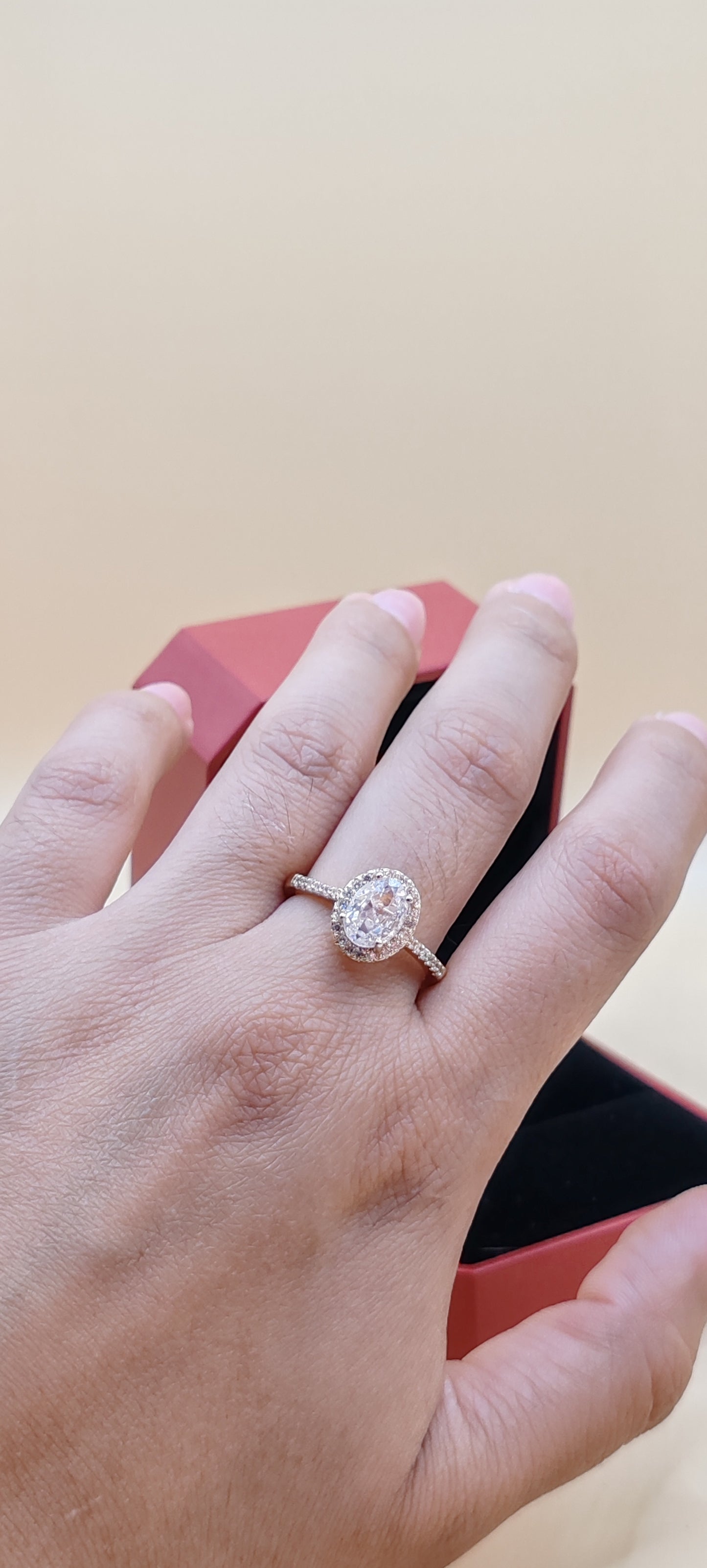 Anillo Halo Ajustable con Zirconias – Chapa de Oro 14K