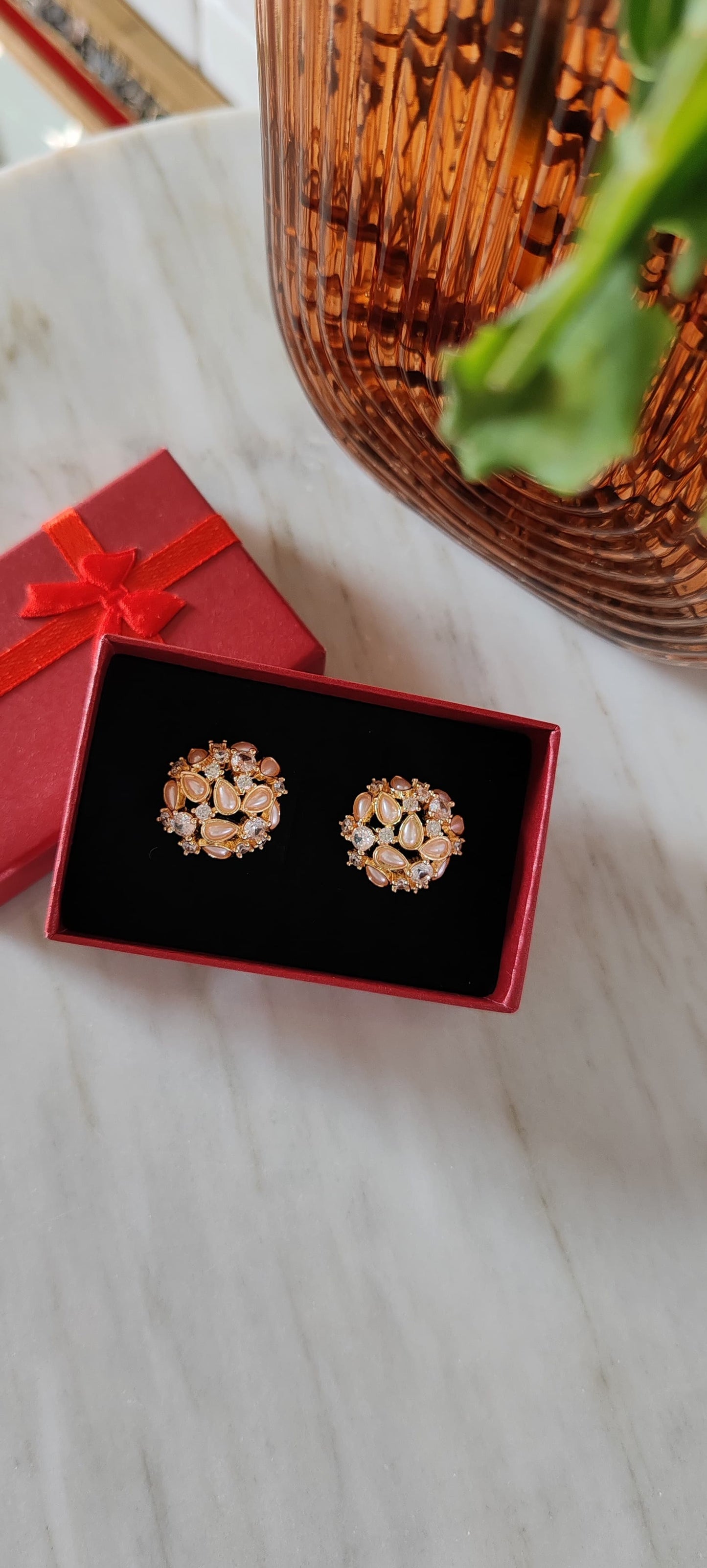 Aretes Perla Rosé