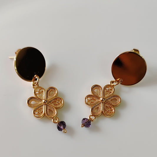 Aretes Flor Clásica – Chapa de Oro 14K