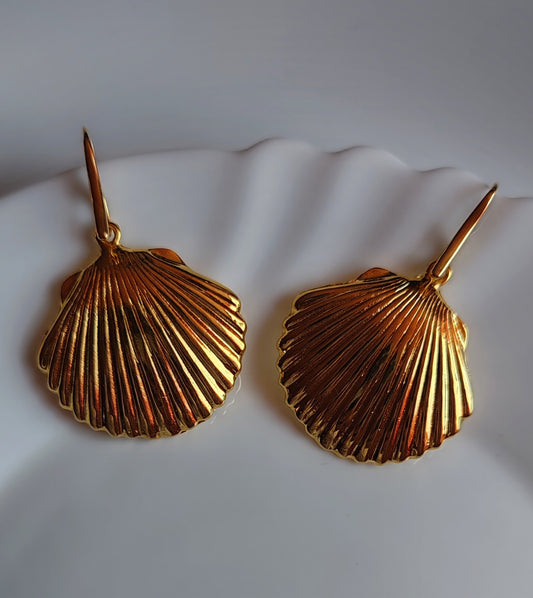 Aretes Concha Marina Elegante – Chapa de Oro 14K