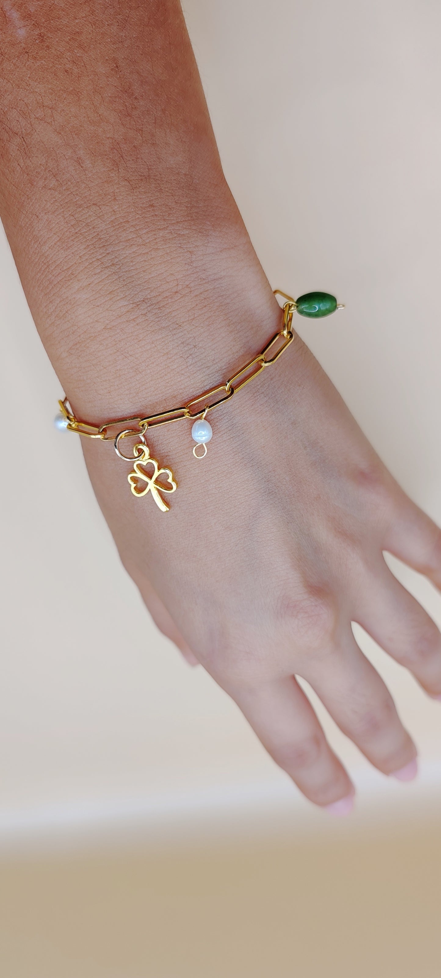 Pulsera Trébol de la Suerte – Chapa de Oro de 14k