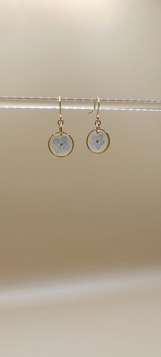 Aretes Flor No Me Olvides Azul – Chapa de Oro