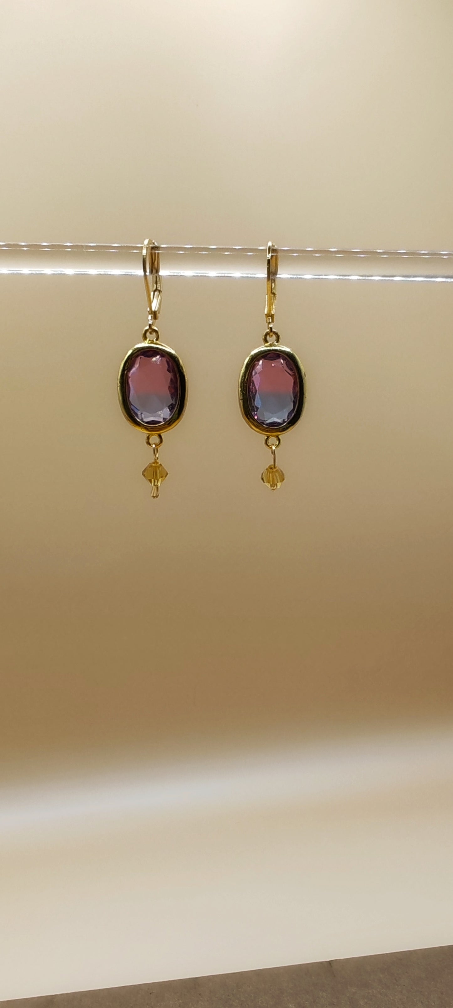 Aretes Cristal Oval Clásico – Chapa de Oro