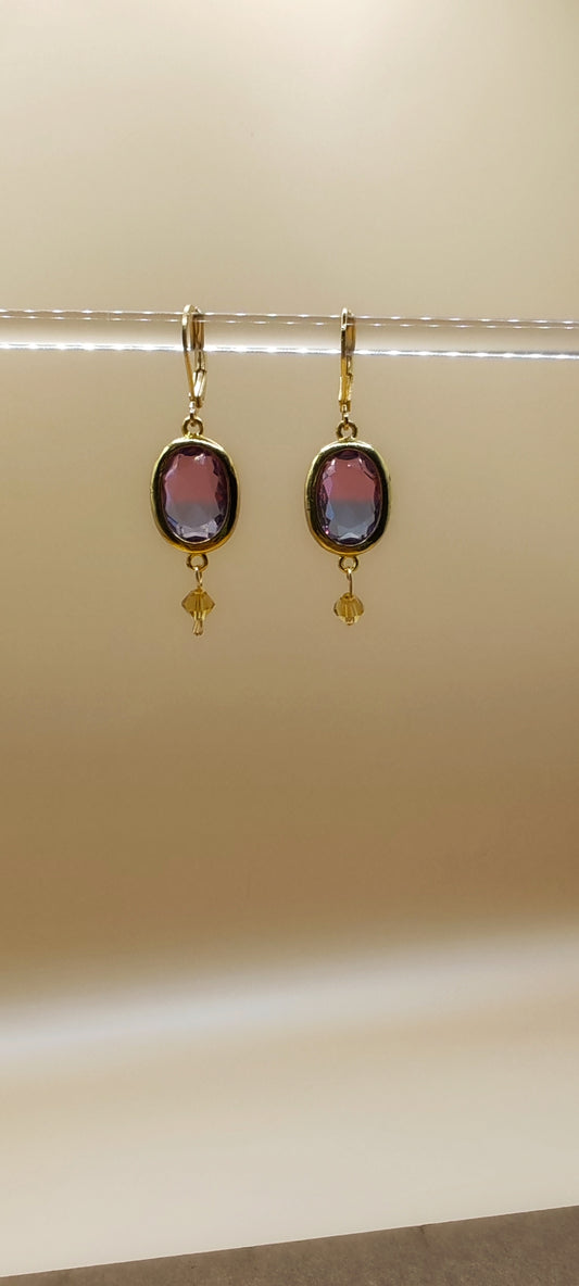 Aretes Cristal Oval Clásico – Chapa de Oro