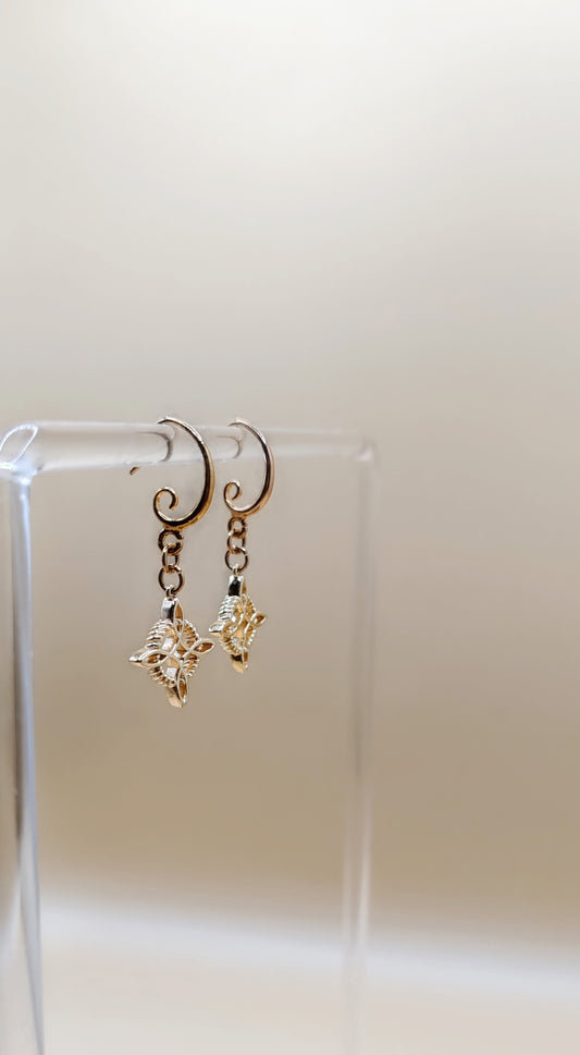 Aretes Nudo de Bruja Delicado – Chapa de Oro 14K