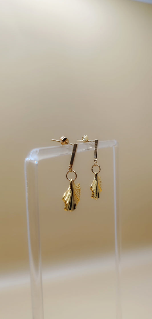 Aretes Hoja de Ginkgo Elegante – Chapa de Oro 14K