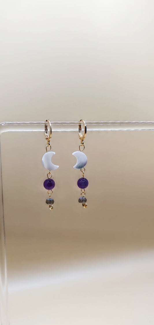 Aretes Luna Mística – Chapa de Oro 14K