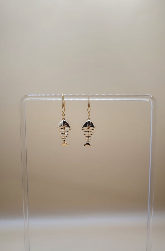 Aretes Espina de Pez Minimal – Chapa de Oro 14K