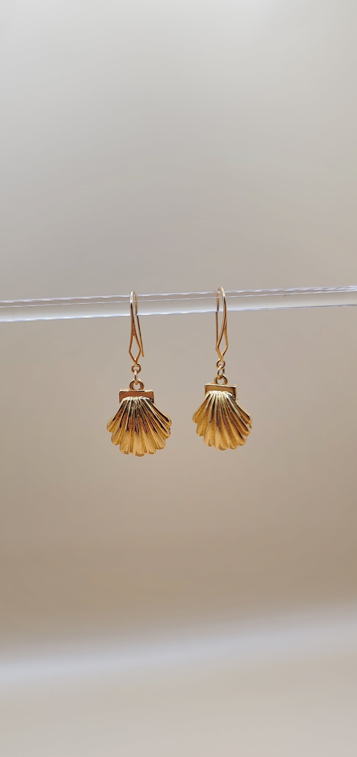 Aretes Concha Marina Dorada – Chapa de Oro 14K