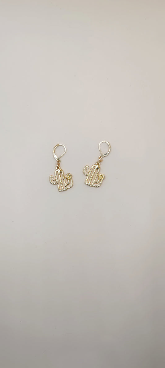 Aretes Cactus Delicados – Chapa de Oro 14K