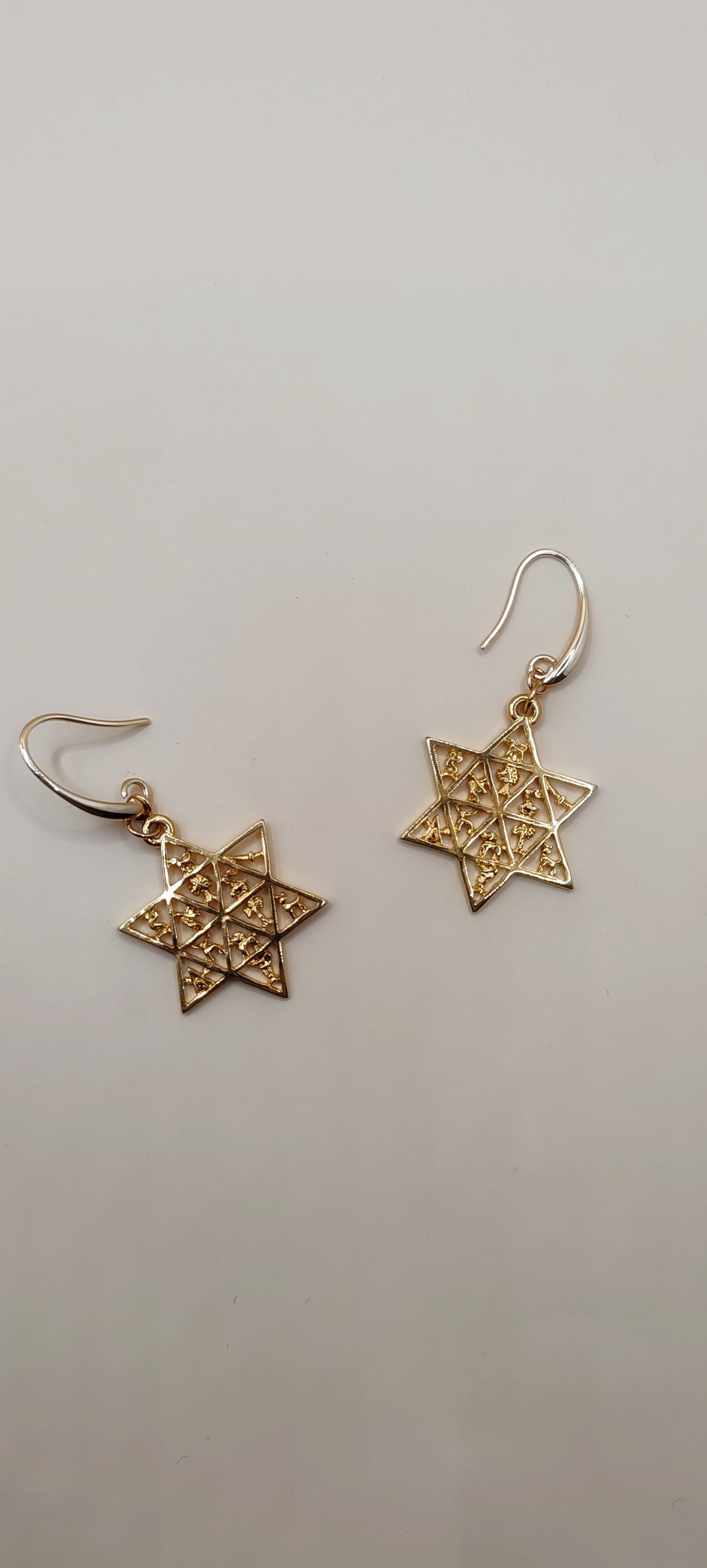 Aretes Estrella de David Místicos – Chapa de Oro 14K