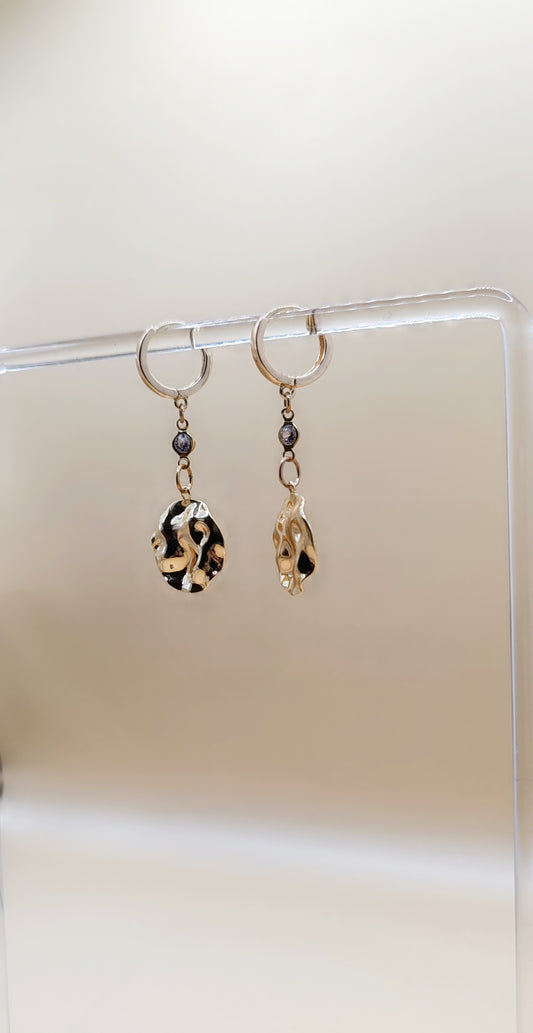 Aretes Círculo Orgánico – Chapa de Oro 14K