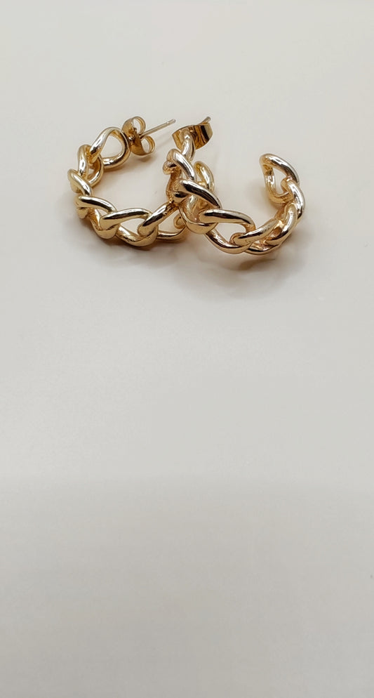 Aretes de Eslabón Grueso – Chapa de Oro 14K