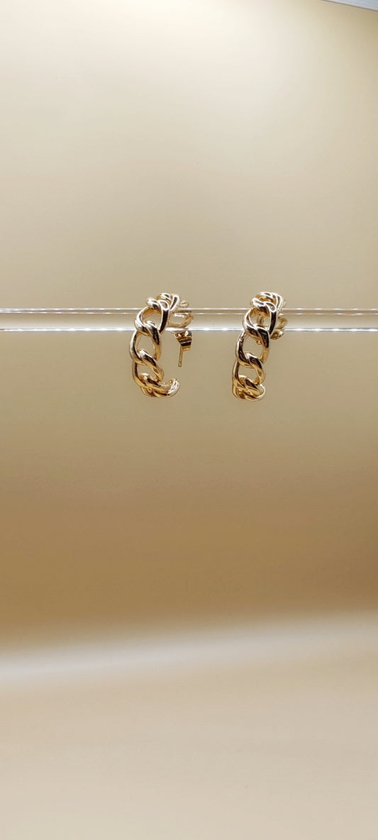 Aretes de Eslabón Grueso – Chapa de Oro 14K