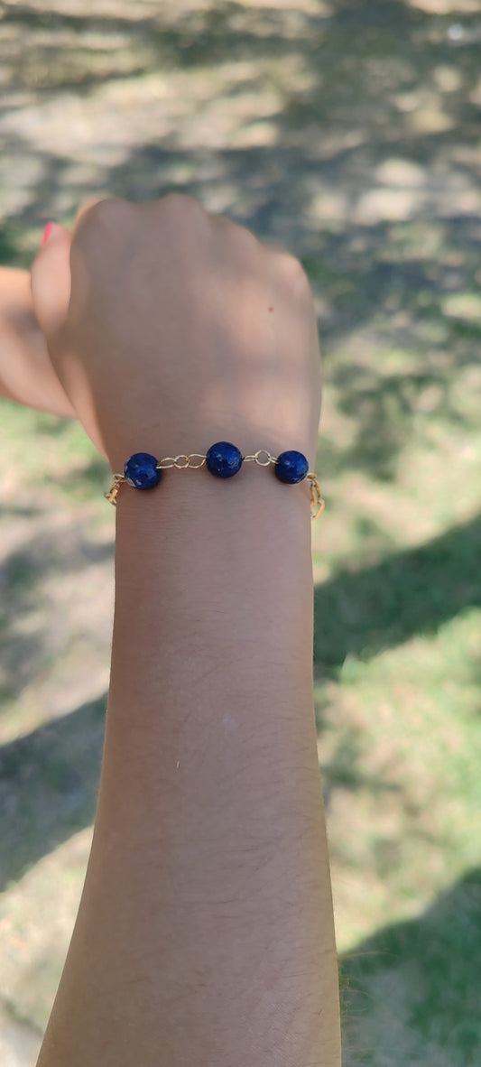 Pulsera de Lapislázuli – Chapa de Oro 14K