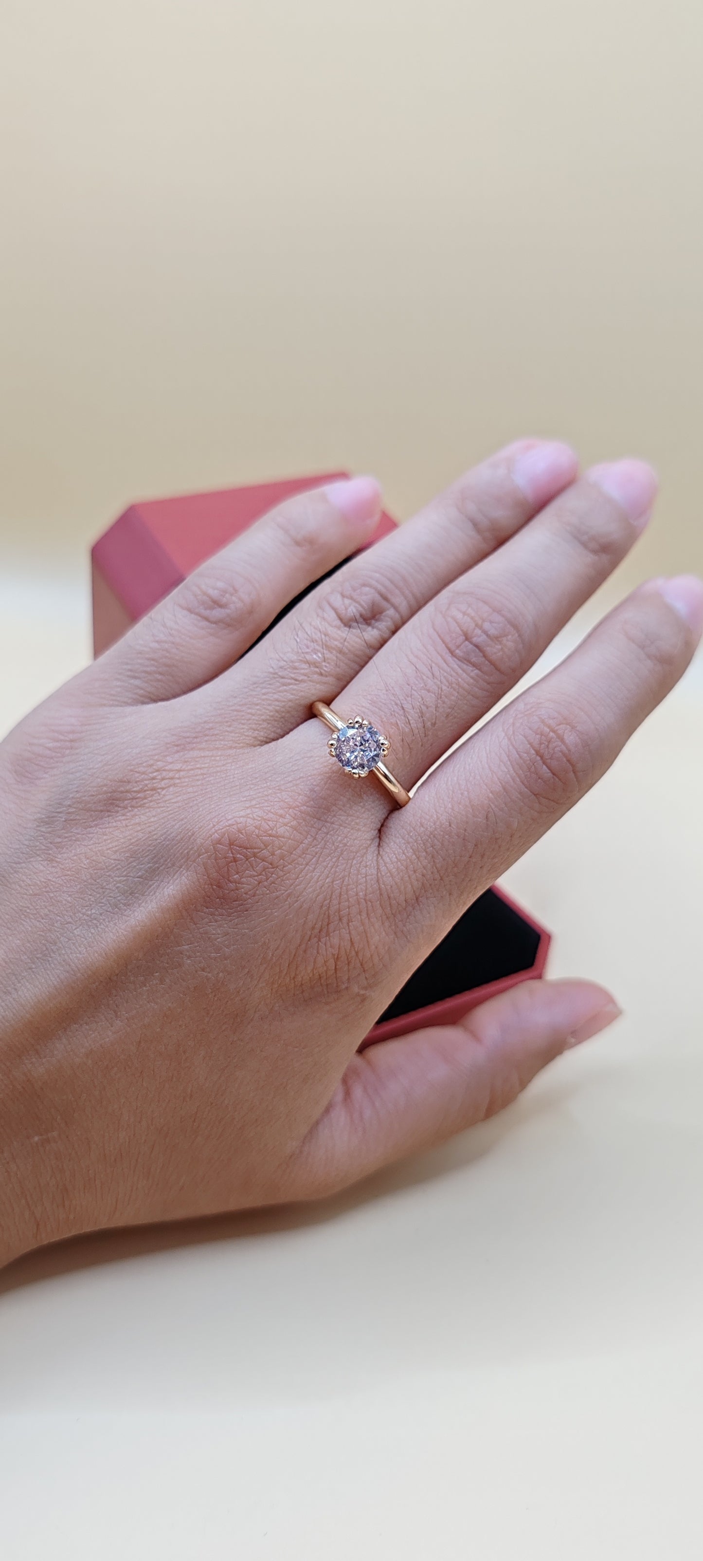 Anillo Solitario Brillante – Chapa de Oro 14K