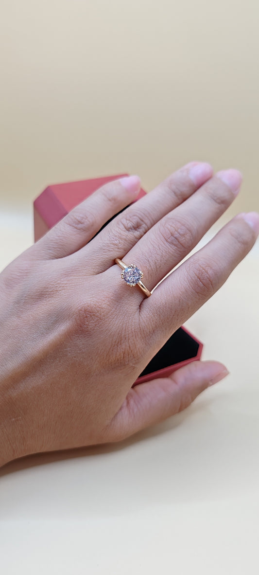 Anillo Solitario Brillante – Chapa de Oro 14K