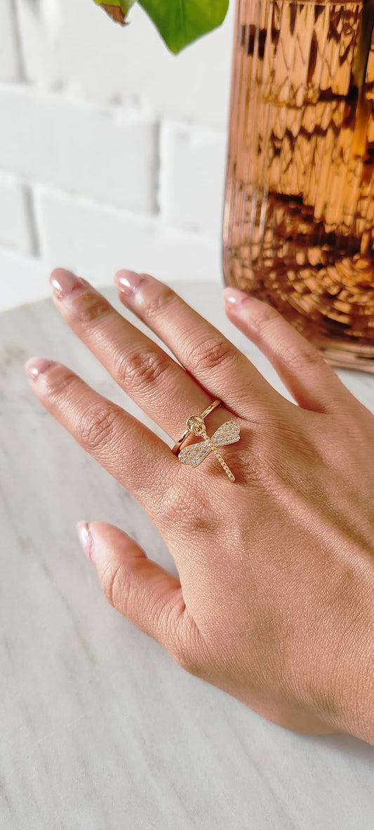 Anillo Libélula Dorada