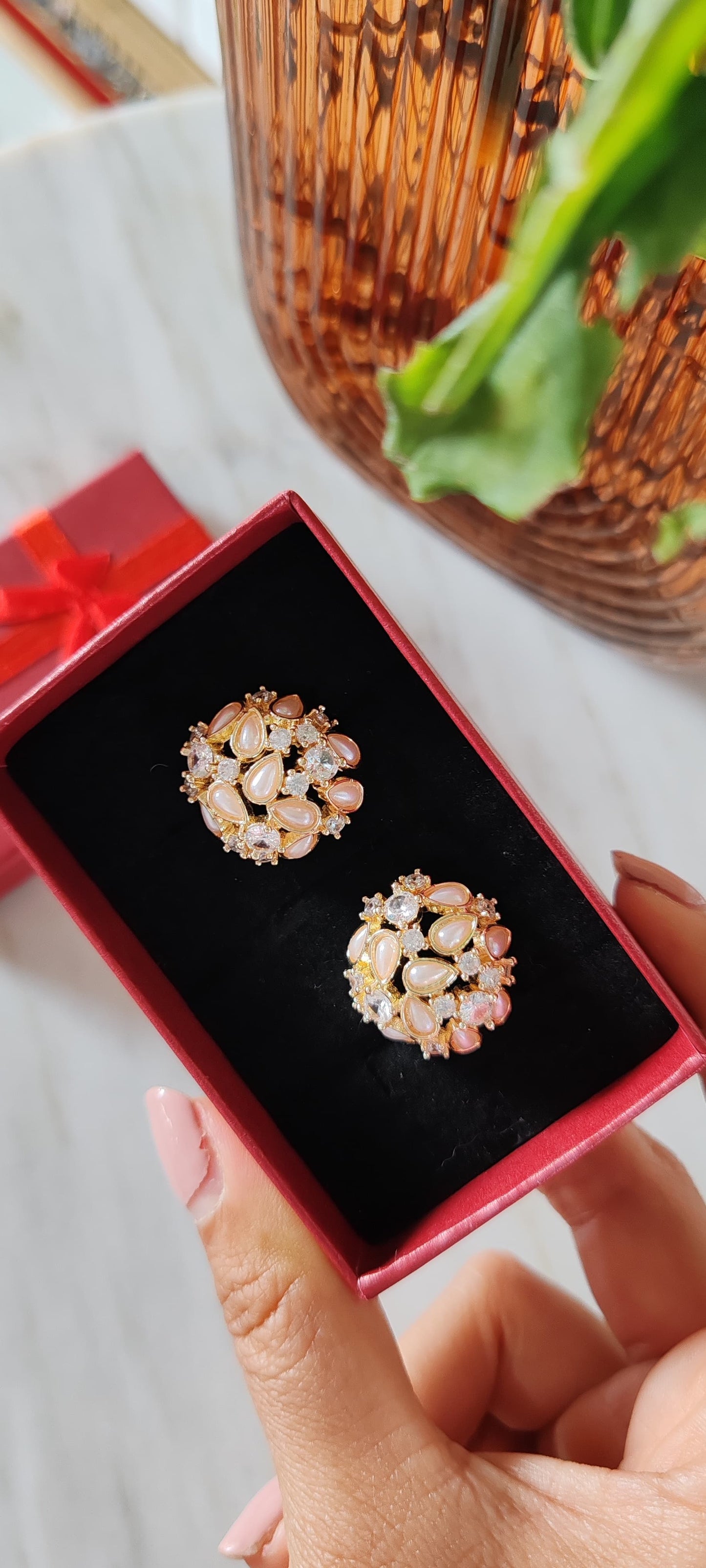 Aretes Perla Rosé