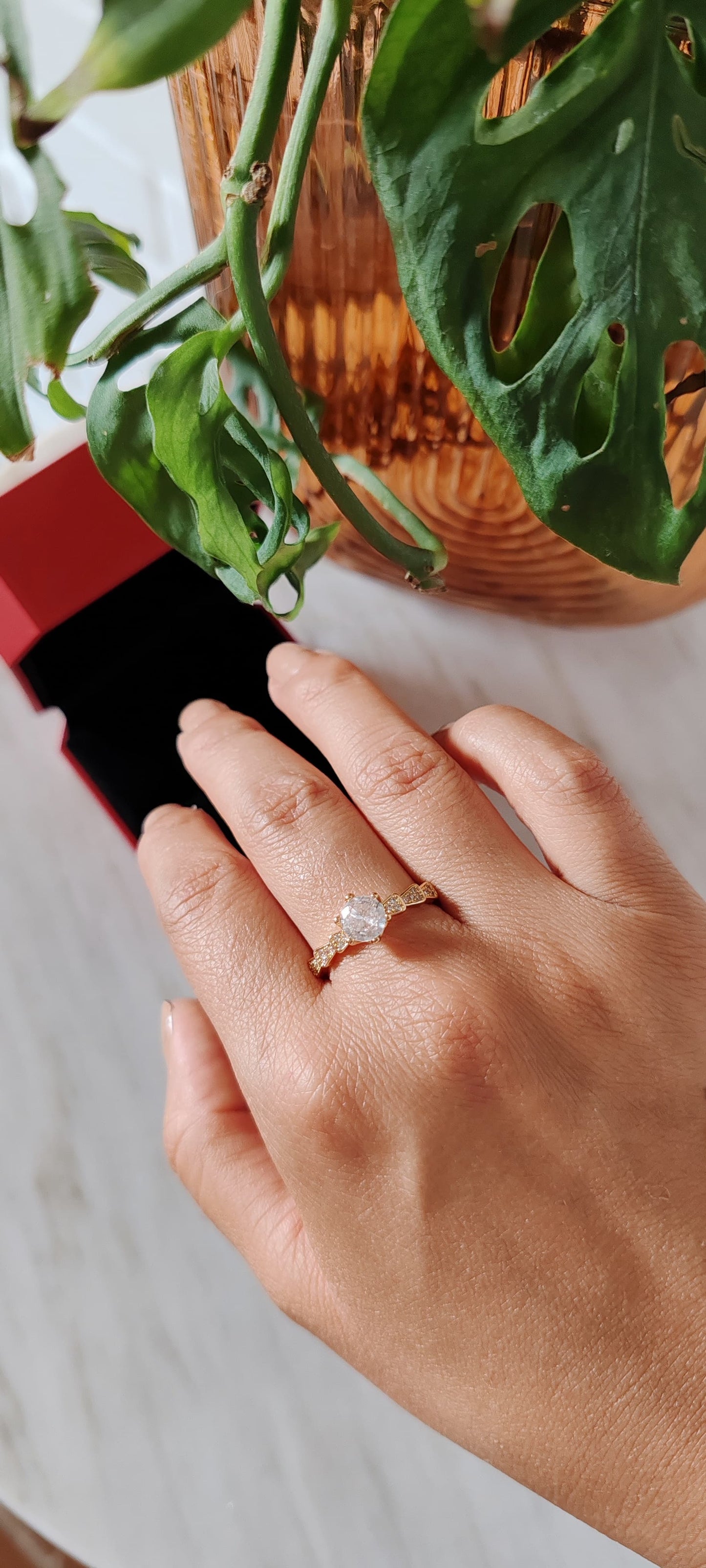 Anillo Clásico con Zirconia Central